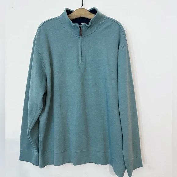 Lands End Blue green Men's 1/4 Zip-Up Sweater size XXL (G-36) - Picture 1 of 7